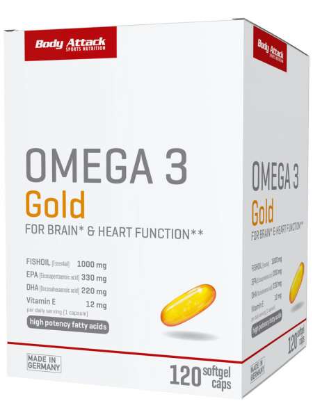 Body Attack Omega 3 Gold, 120 Softgel Kapseln
