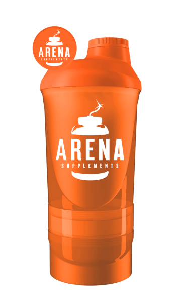 Arena Supplements Wave+ Shaker 600ml(+200ml+150ml) Orange, 1 Stück