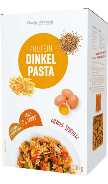 Body Attack Protein Dinkel Pasta Spirelli, 500g